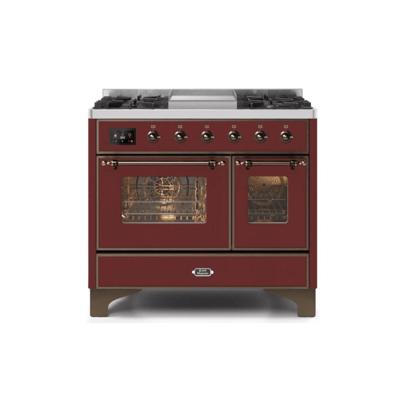 ILVE 40 Inch Majestic II Series Natural Gas/ Propane Gas Burner and Electric Oven with 6 Sealed Burners UMD10FDNS3