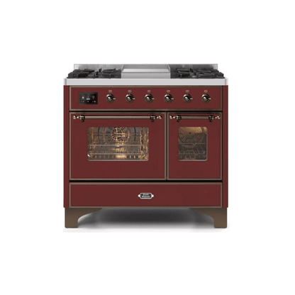 ILVE 40 Inch Majestic II Series Natural Gas/ Propane Gas Burner and Electric Oven with 6 Sealed Burners UMD10FDNS3