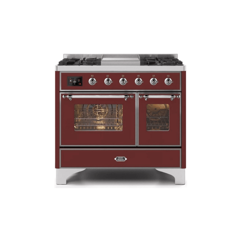 ILVE 40 Inch Majestic II Series Natural Gas/ Propane Gas Burner and Electric Oven with 6 Sealed Burners UMD10FDNS3