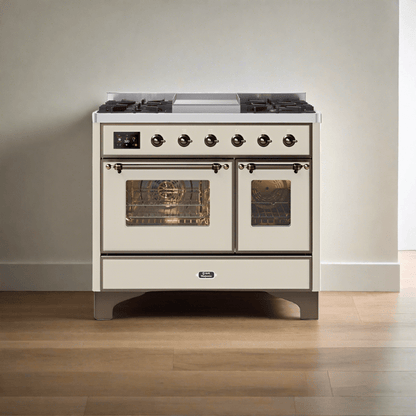 ILVE 40 Inch Majestic II Series Natural Gas/ Propane Gas Burner and Electric Oven with 6 Sealed Burners UMD10FDNS3