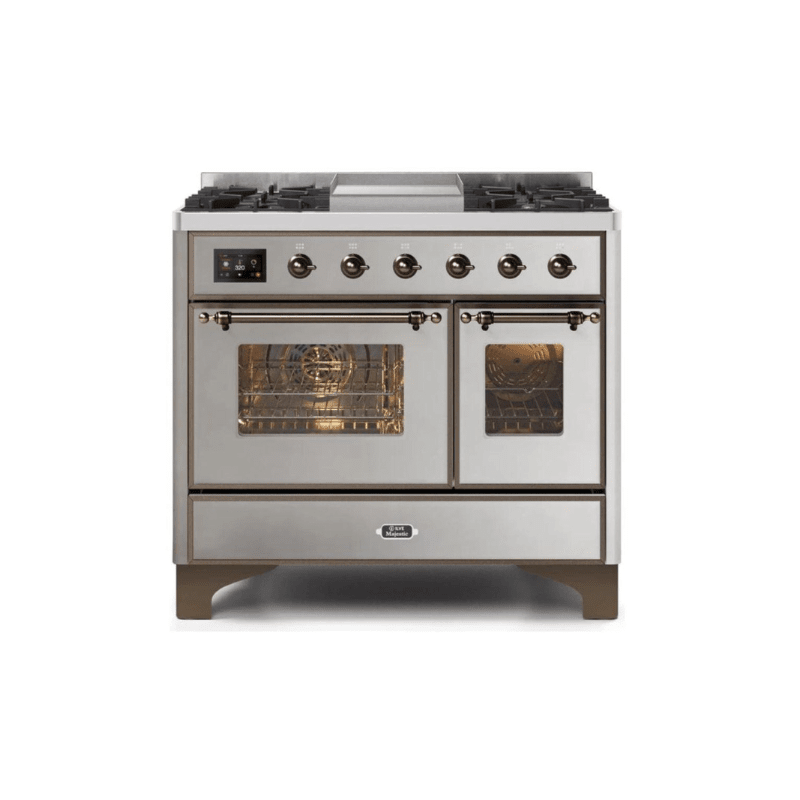 ILVE 40 Inch Majestic II Series Natural Gas/ Propane Gas Burner and Electric Oven with 6 Sealed Burners UMD10FDNS3