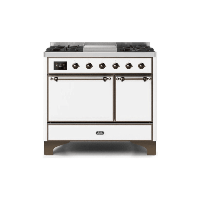 ILVE 40 Inch Majestic II Series Natural/ Propane Gas Burner and Electric Oven Range with 6 Sealed Burners UMD10FDQNS3