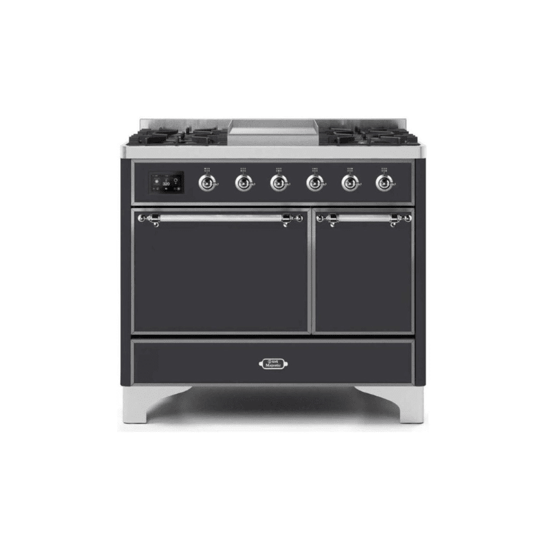 ILVE 40 Inch Majestic II Series Natural/ Propane Gas Burner and Electric Oven Range with 6 Sealed Burners UMD10FDQNS3