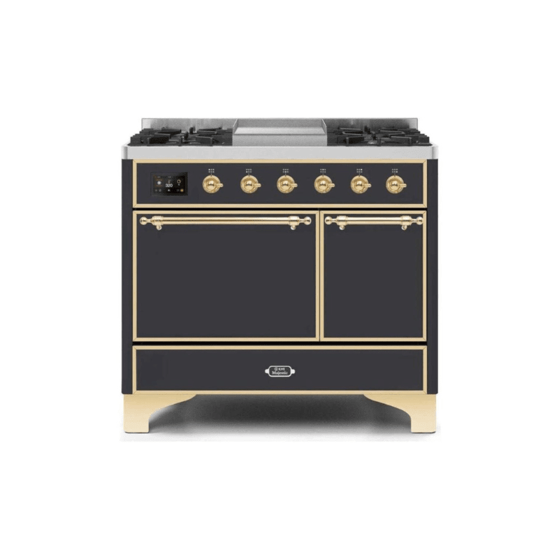 ILVE 40 Inch Majestic II Series Natural/ Propane Gas Burner and Electric Oven Range with 6 Sealed Burners UMD10FDQNS3