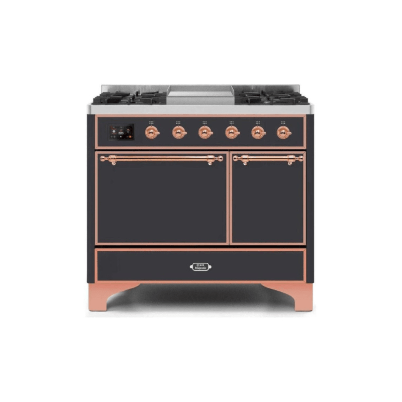 ILVE 40 Inch Majestic II Series Natural/ Propane Gas Burner and Electric Oven Range with 6 Sealed Burners UMD10FDQNS3