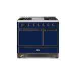 ILVE 40 Inch Majestic II Series Natural/ Propane Gas Burner and Electric Oven Range with 6 Sealed Burners UMD10FDQNS3
