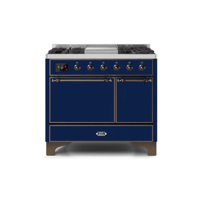 ILVE 40 Inch Majestic II Series Natural/ Propane Gas Burner and Electric Oven Range with 6 Sealed Burners UMD10FDQNS3
