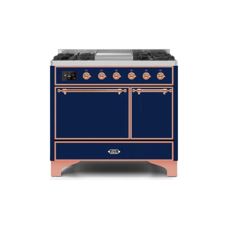 ILVE 40 Inch Majestic II Series Natural/ Propane Gas Burner and Electric Oven Range with 6 Sealed Burners UMD10FDQNS3