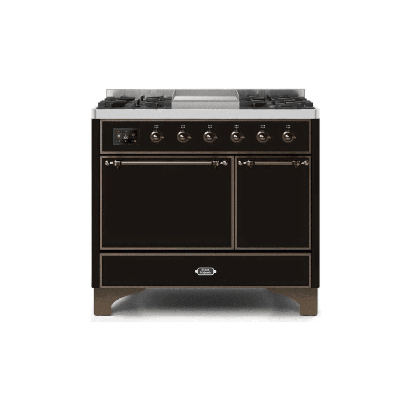 ILVE 40 Inch Majestic II Series Natural/ Propane Gas Burner and Electric Oven Range with 6 Sealed Burners UMD10FDQNS3
