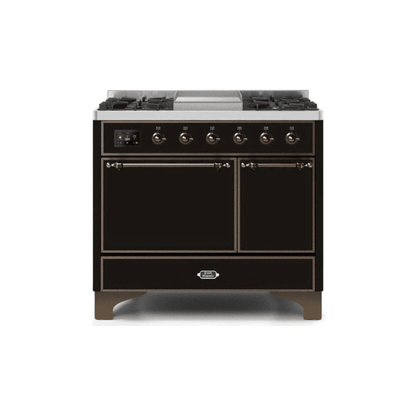 ILVE 40 Inch Majestic II Series Natural/ Propane Gas Burner and Electric Oven Range with 6 Sealed Burners UMD10FDQNS3