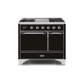ILVE 40 Inch Majestic II Series Natural/ Propane Gas Burner and Electric Oven Range with 6 Sealed Burners UMD10FDQNS3