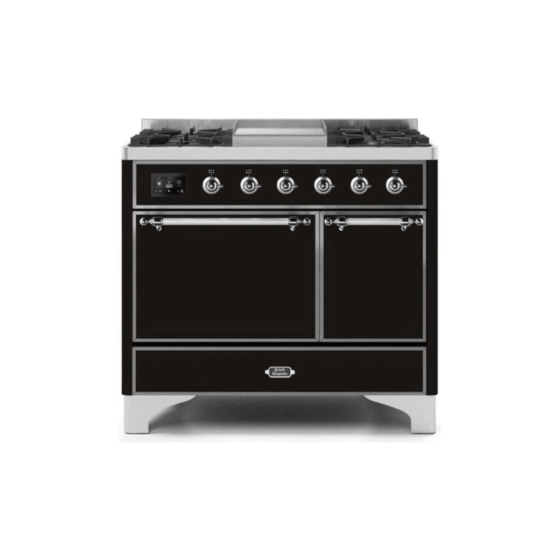 ILVE 40 Inch Majestic II Series Natural/ Propane Gas Burner and Electric Oven Range with 6 Sealed Burners UMD10FDQNS3