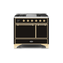 ILVE 40 Inch Majestic II Series Natural/ Propane Gas Burner and Electric Oven Range with 6 Sealed Burners UMD10FDQNS3