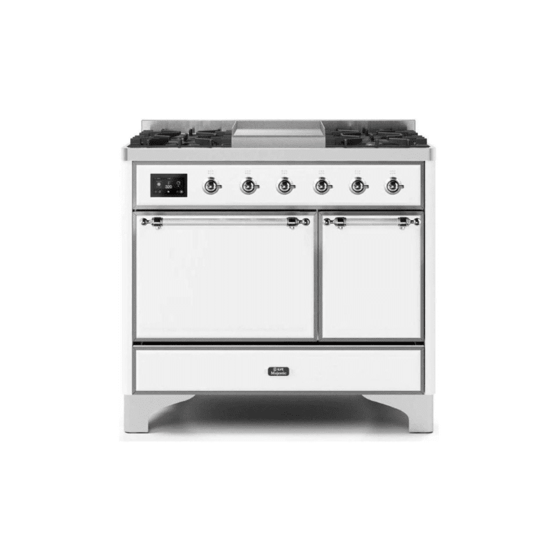 ILVE 40 Inch Majestic II Series Natural/ Propane Gas Burner and Electric Oven Range with 6 Sealed Burners UMD10FDQNS3