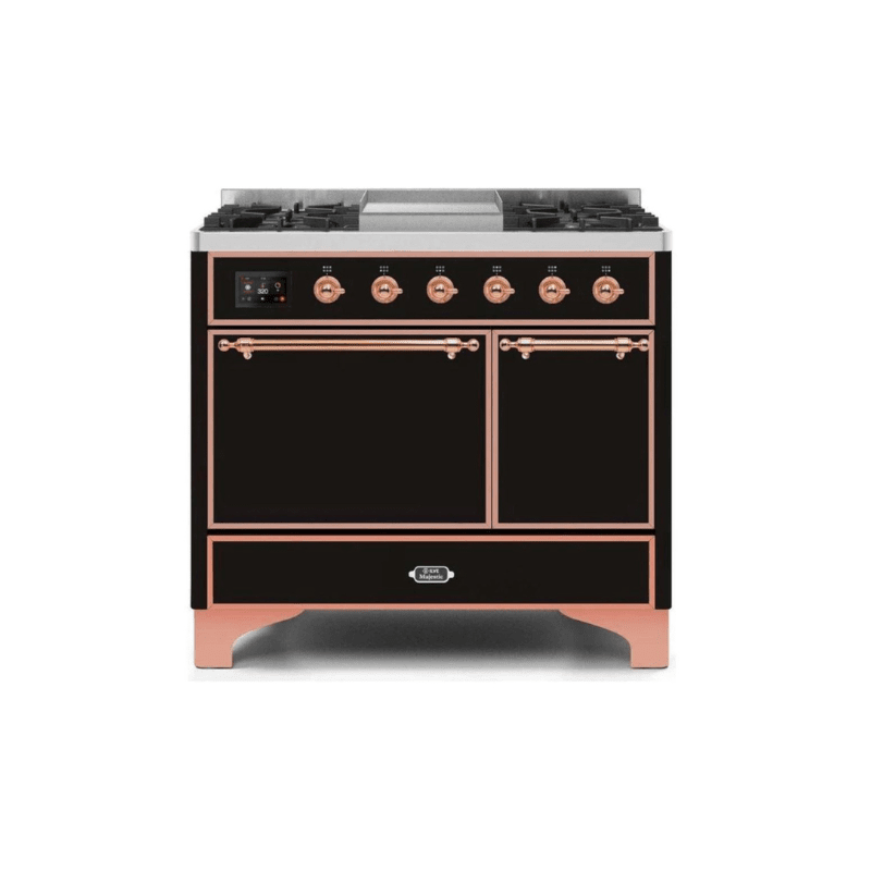 ILVE 40 Inch Majestic II Series Natural/ Propane Gas Burner and Electric Oven Range with 6 Sealed Burners UMD10FDQNS3