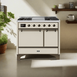 ILVE 40 Inch Majestic II Series Natural/ Propane Gas Burner and Electric Oven Range with 6 Sealed Burners UMD10FDQNS3