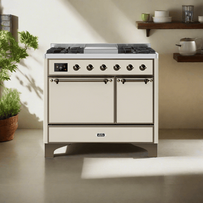 ILVE 40 Inch Majestic II Series Natural/ Propane Gas Burner and Electric Oven Range with 6 Sealed Burners UMD10FDQNS3