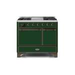 ILVE 40 Inch Majestic II Series Natural/ Propane Gas Burner and Electric Oven Range with 6 Sealed Burners UMD10FDQNS3