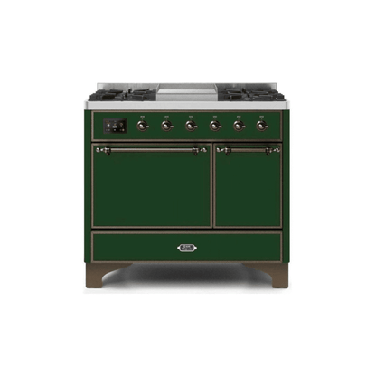 ILVE 40 Inch Majestic II Series Natural/ Propane Gas Burner and Electric Oven Range with 6 Sealed Burners UMD10FDQNS3