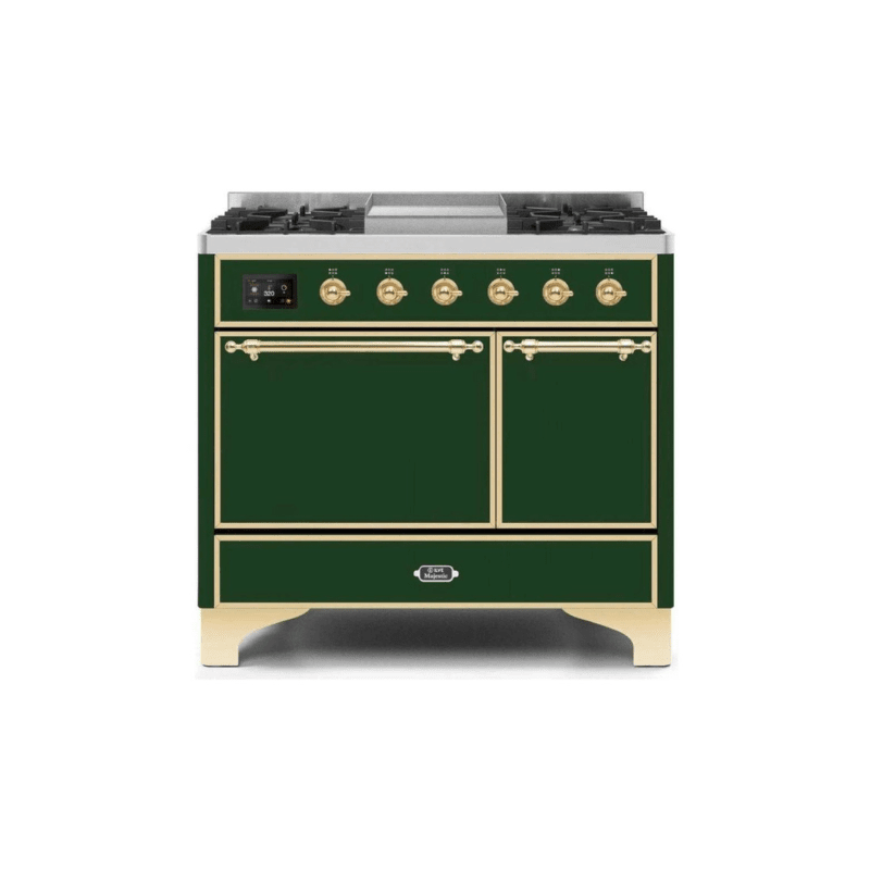 ILVE 40 Inch Majestic II Series Natural/ Propane Gas Burner and Electric Oven Range with 6 Sealed Burners UMD10FDQNS3