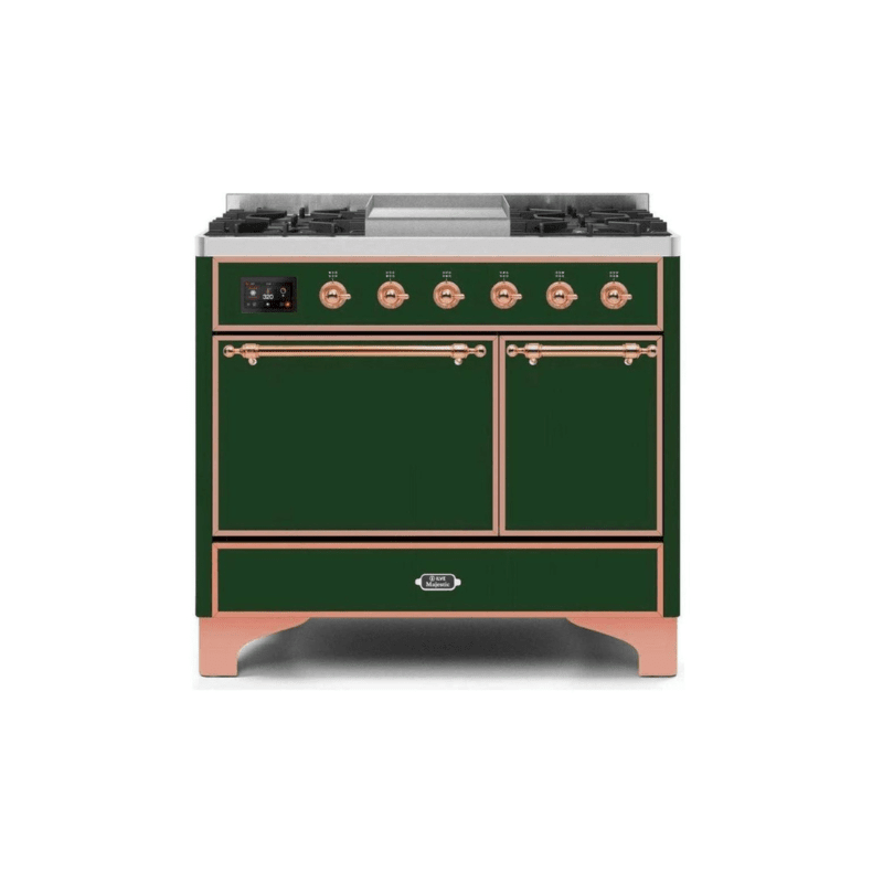 ILVE 40 Inch Majestic II Series Natural/ Propane Gas Burner and Electric Oven Range with 6 Sealed Burners UMD10FDQNS3