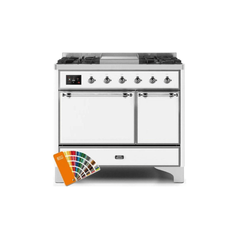 ILVE 40 Inch Majestic II Series Natural/ Propane Gas Burner and Electric Oven Range with 6 Sealed Burners UMD10FDQNS3