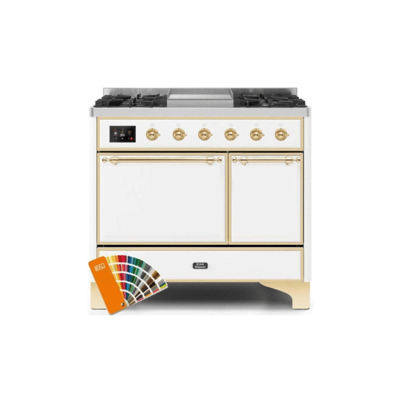 ILVE 40 Inch Majestic II Series Natural/ Propane Gas Burner and Electric Oven Range with 6 Sealed Burners UMD10FDQNS3