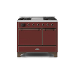 ILVE 40 Inch Majestic II Series Natural/ Propane Gas Burner and Electric Oven Range with 6 Sealed Burners UMD10FDQNS3