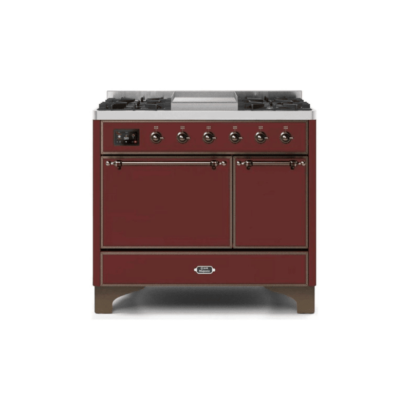 ILVE 40 Inch Majestic II Series Natural/ Propane Gas Burner and Electric Oven Range with 6 Sealed Burners UMD10FDQNS3