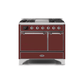ILVE 40 Inch Majestic II Series Natural/ Propane Gas Burner and Electric Oven Range with 6 Sealed Burners UMD10FDQNS3