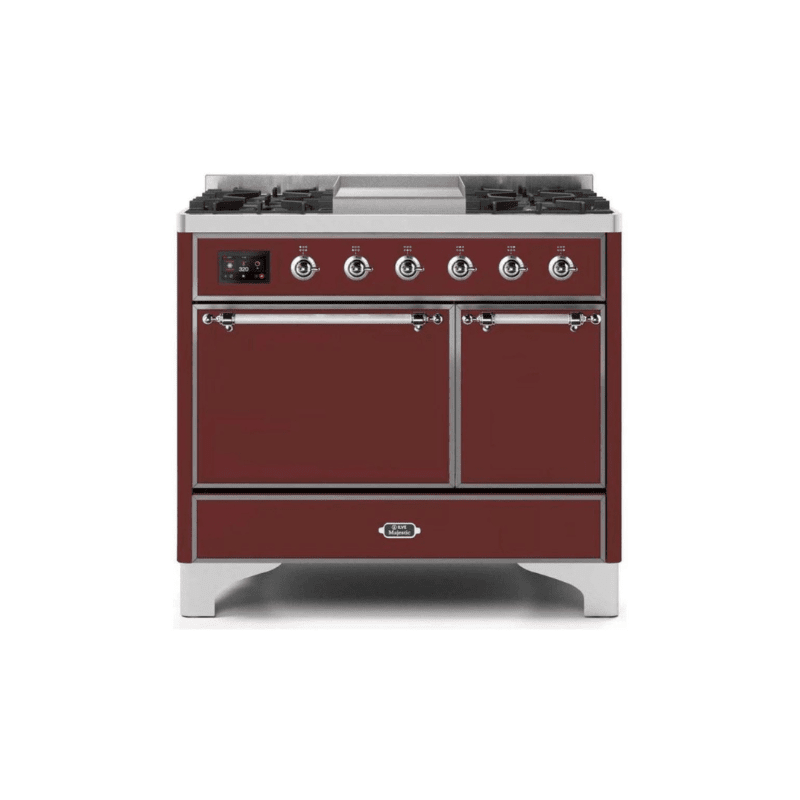 ILVE 40 Inch Majestic II Series Natural/ Propane Gas Burner and Electric Oven Range with 6 Sealed Burners UMD10FDQNS3