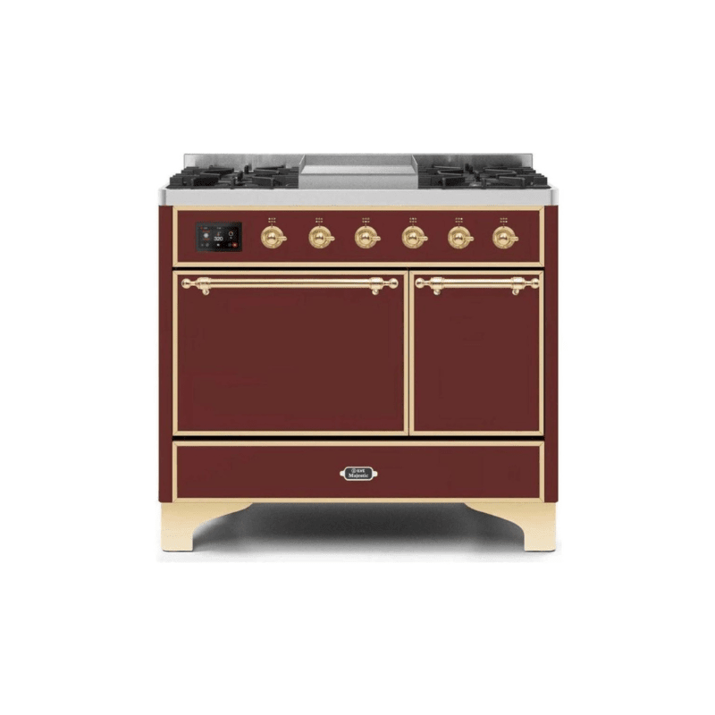 ILVE 40 Inch Majestic II Series Natural/ Propane Gas Burner and Electric Oven Range with 6 Sealed Burners UMD10FDQNS3