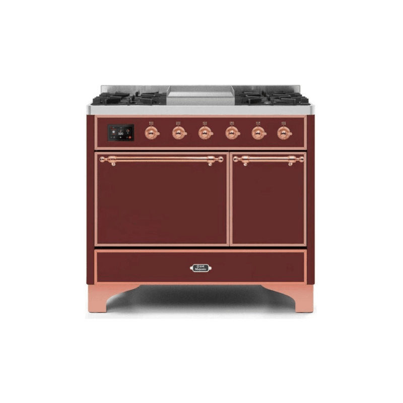 ILVE 40 Inch Majestic II Series Natural/ Propane Gas Burner and Electric Oven Range with 6 Sealed Burners UMD10FDQNS3