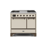 ILVE 40 Inch Majestic II Series Natural/ Propane Gas Burner and Electric Oven Range with 6 Sealed Burners UMD10FDQNS3