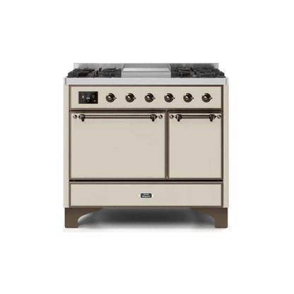 ILVE 40 Inch Majestic II Series Natural/ Propane Gas Burner and Electric Oven Range with 6 Sealed Burners UMD10FDQNS3
