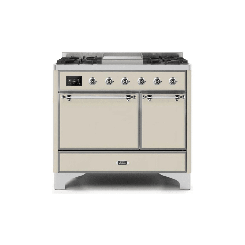 ILVE 40 Inch Majestic II Series Natural/ Propane Gas Burner and Electric Oven Range with 6 Sealed Burners UMD10FDQNS3