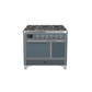 ILVE 40 Inch Majestic II Series Natural/ Propane Gas Burner and Electric Oven Range with 6 Sealed Burners UMD10FDQNS3