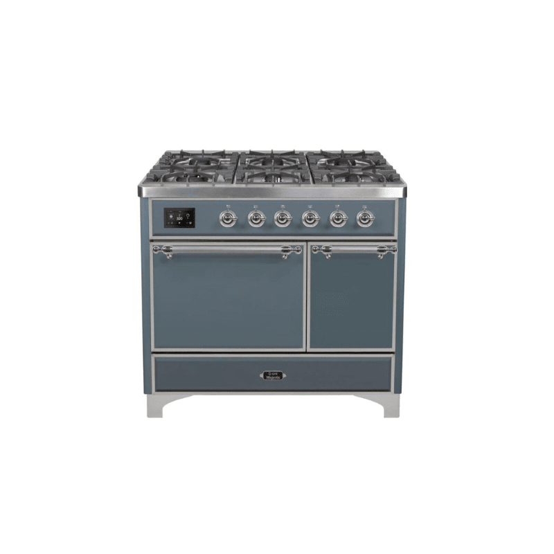 ILVE 40 Inch Majestic II Series Natural/ Propane Gas Burner and Electric Oven Range with 6 Sealed Burners UMD10FDQNS3