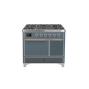 ILVE 40 Inch Majestic II Series Natural/ Propane Gas Burner and Electric Oven Range with 6 Sealed Burners UMD10FDQNS3