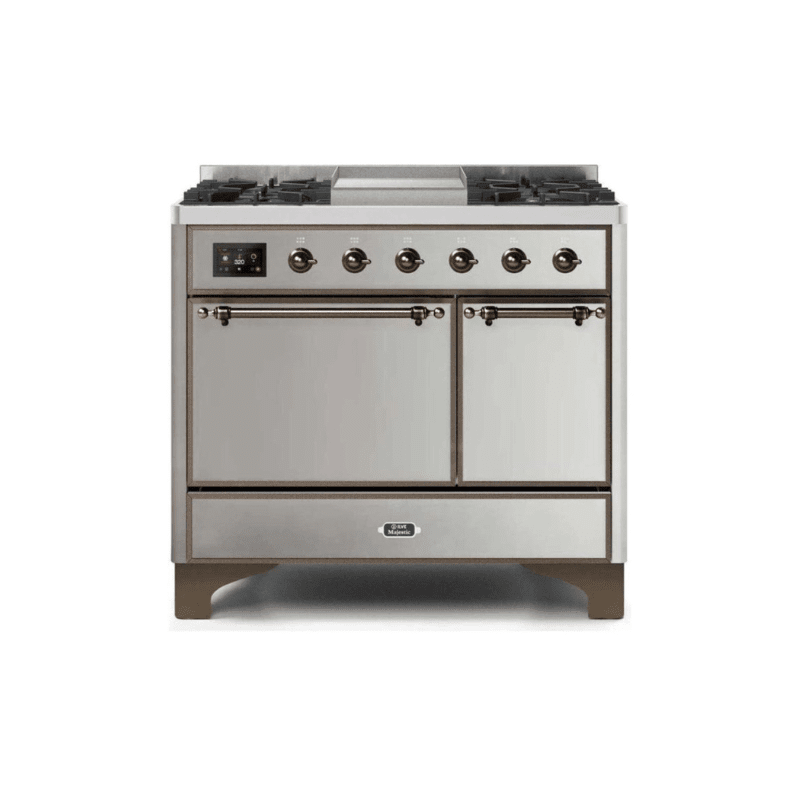 ILVE 40 Inch Majestic II Series Natural/ Propane Gas Burner and Electric Oven Range with 6 Sealed Burners UMD10FDQNS3