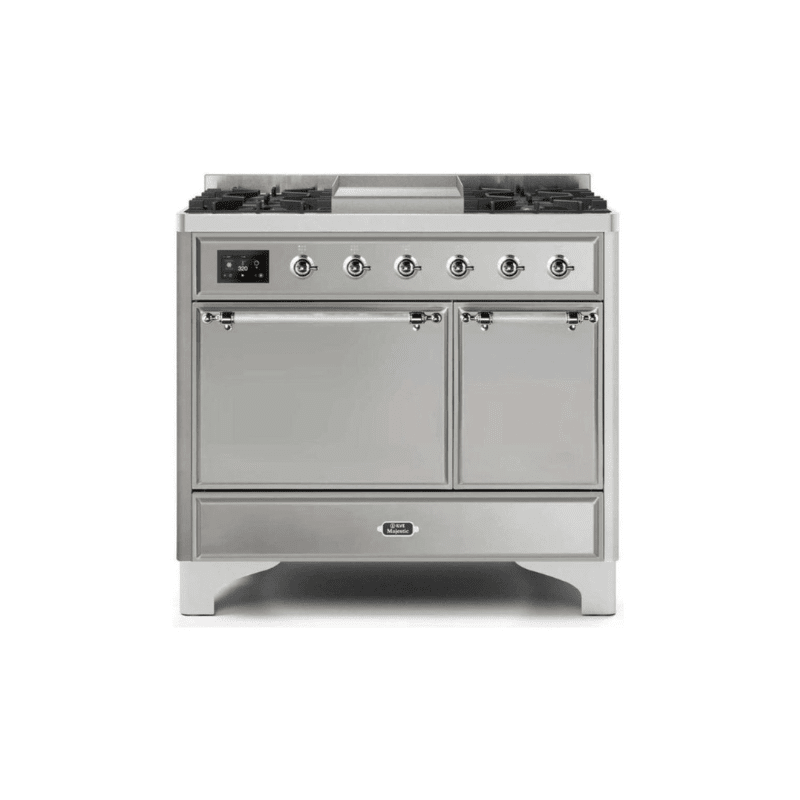 ILVE 40 Inch Majestic II Series Natural/ Propane Gas Burner and Electric Oven Range with 6 Sealed Burners UMD10FDQNS3