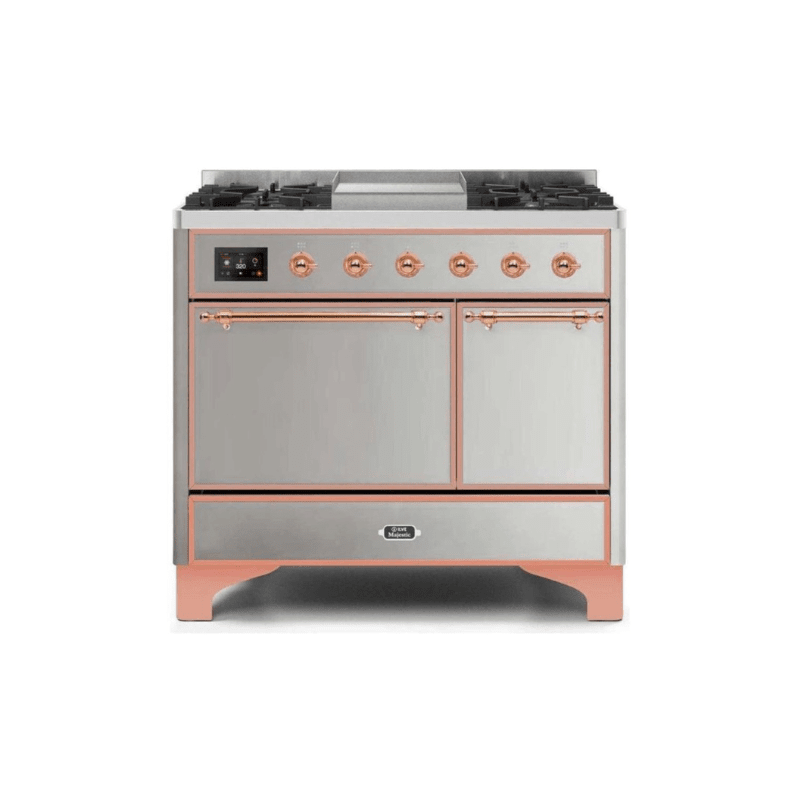 ILVE 40 Inch Majestic II Series Natural/ Propane Gas Burner and Electric Oven Range with 6 Sealed Burners UMD10FDQNS3