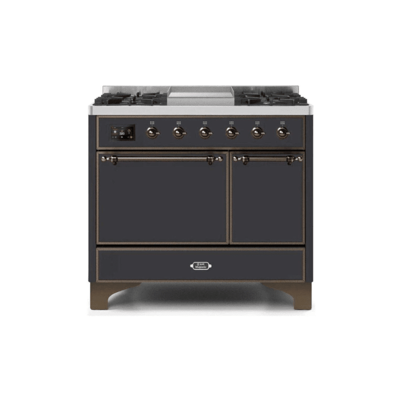 ILVE 40 Inch Majestic II Series Natural/ Propane Gas Burner and Electric Oven Range with 6 Sealed Burners UMD10FDQNS3