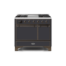 ILVE 40 Inch Majestic II Series Natural/ Propane Gas Burner and Electric Oven Range with 6 Sealed Burners UMD10FDQNS3