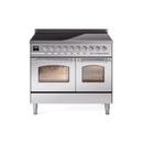 ILVE 40" Nostalgie II Series Freestanding Electric Double Oven Range with 6 Elements, Triple Glass Cool Door, Convection Oven, TFT Oven Control Display and Child Lock - UPDI406NMP