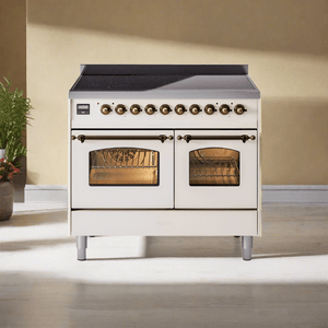 ILVE 40" Nostalgie II Series Freestanding Electric Double Oven Range with 6 Elements, Triple Glass Cool Door, Convection Oven, TFT Oven Control Display and Child Lock - UPDI406NMP
