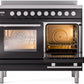 ILVE 40" Professional Plus II Series Freestanding Electric Double Oven Range with 5 Elements, Triple Glass Cool Door, Convection Oven, TFT Oven Control Display and Child Lock - UPDI406WMP