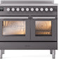 ILVE 40" Professional Plus II Series Freestanding Electric Double Oven Range with 5 Elements, Triple Glass Cool Door, Convection Oven, TFT Oven Control Display and Child Lock - UPDI406WMP