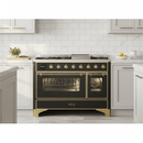 ILVE Majestic II 48 Inch Dual Fuel Range, Double Oven, 8 Burners & Griddle UM12FDNS3