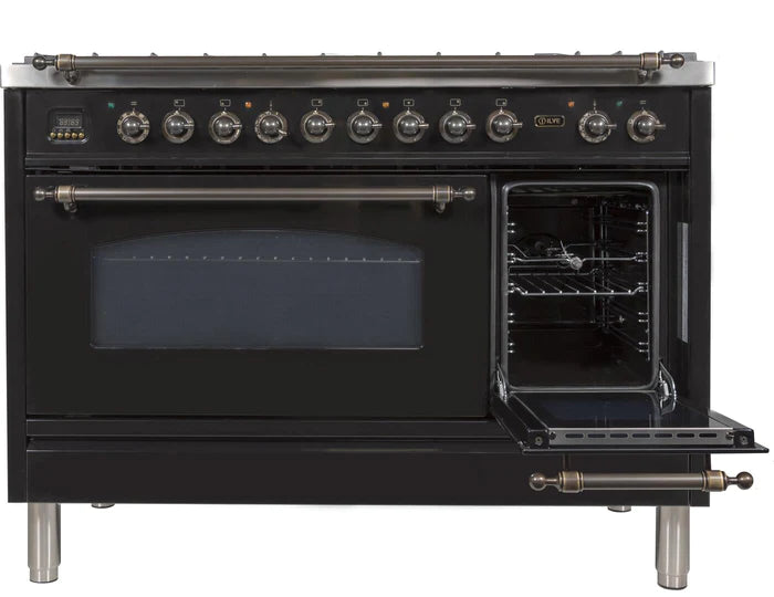 ILVE 48-Inch Nostalgie - Dual Fuel Range with 7 Sealed Burners - 5 cu. ft. Oven - Griddle - UPN120FDMPN
